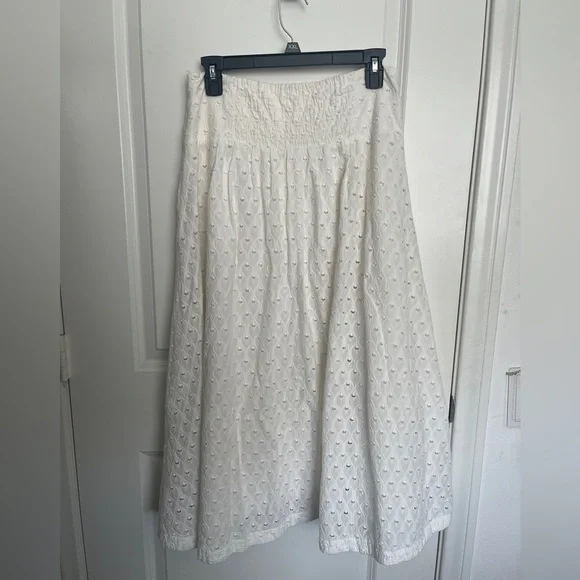 Anthropologie MAEVE Vanderbilt Midi Skirt Women's 8 Cotton Eyelet Boho Lace - Picture 2 of 5